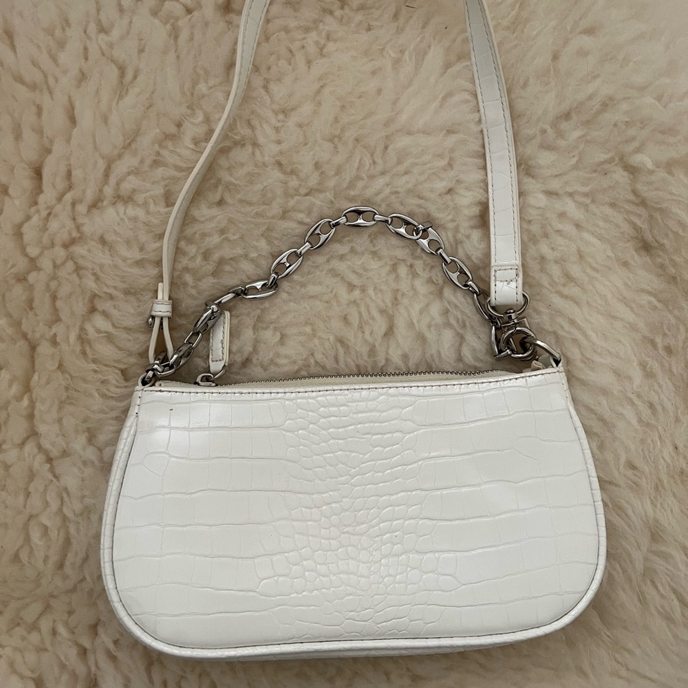 Zara White Croc Shoulder Bag